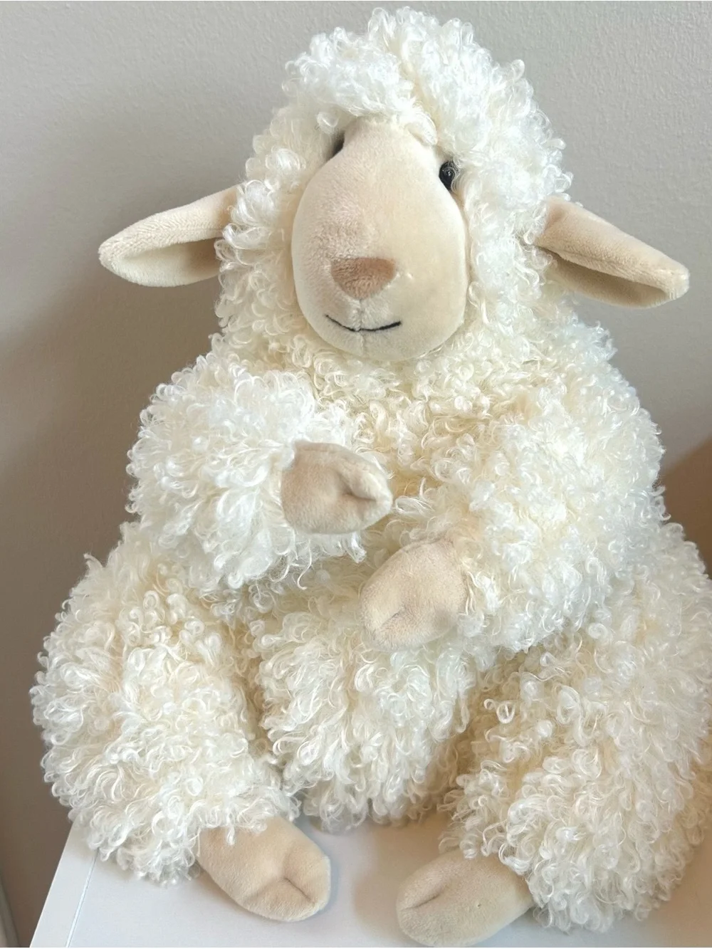 Jellycat Bobbleton Sheep (Retired)Curly Plush Sitting Nursery Decor 10